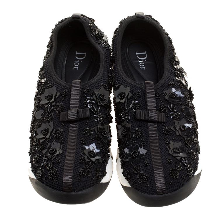 Pre Owned Dior Black Mesh Fusion Embellished Sneakers Size 39