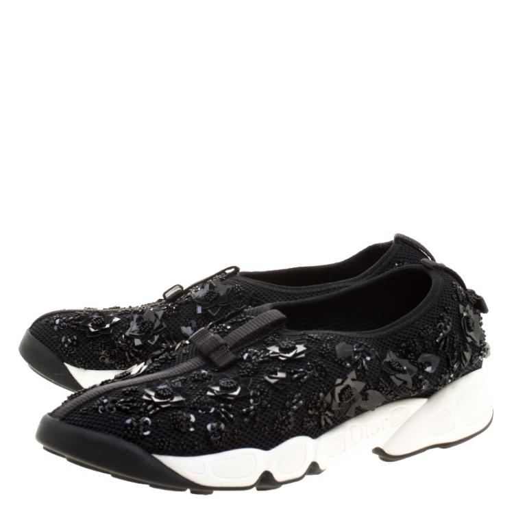 Pre Owned Dior Black Mesh Fusion Embellished Sneakers Size 39