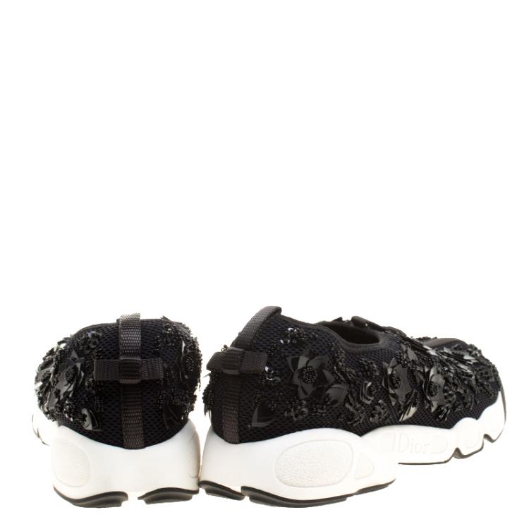 Pre Owned Dior Black Mesh Fusion Embellished Sneakers Size 39