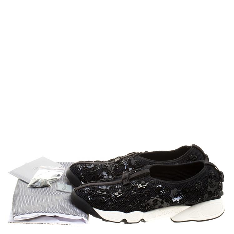 Pre Owned Dior Black Mesh Fusion Embellished Sneakers Size 39
