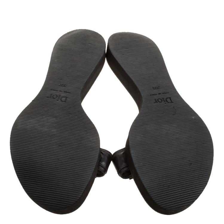 Pre Owned Dior Black Leather Slides Size 39.5