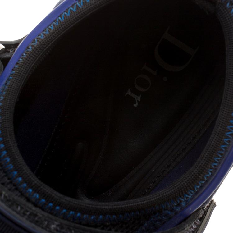 Pre Owned Dior Blue Crystal And Sequins Embellished Fabric Fusion Sneakers Size 37.5