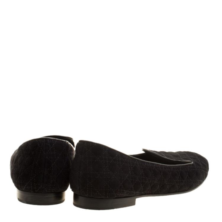 Pre Owned Dior Black Cannage Suede Loafers Size 39