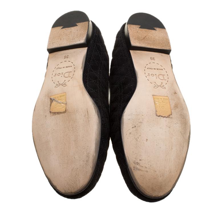 Pre Owned Dior Black Cannage Suede Loafers Size 39