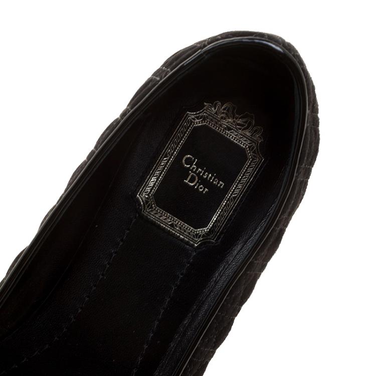 Pre Owned Dior Black Cannage Suede Loafers Size 39