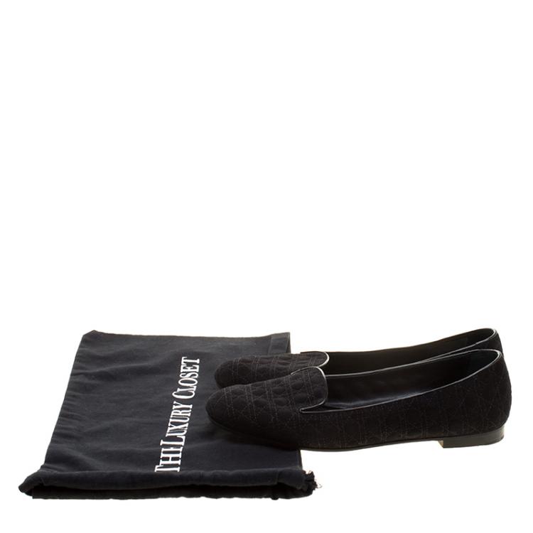 Pre Owned Dior Black Cannage Suede Loafers Size 39