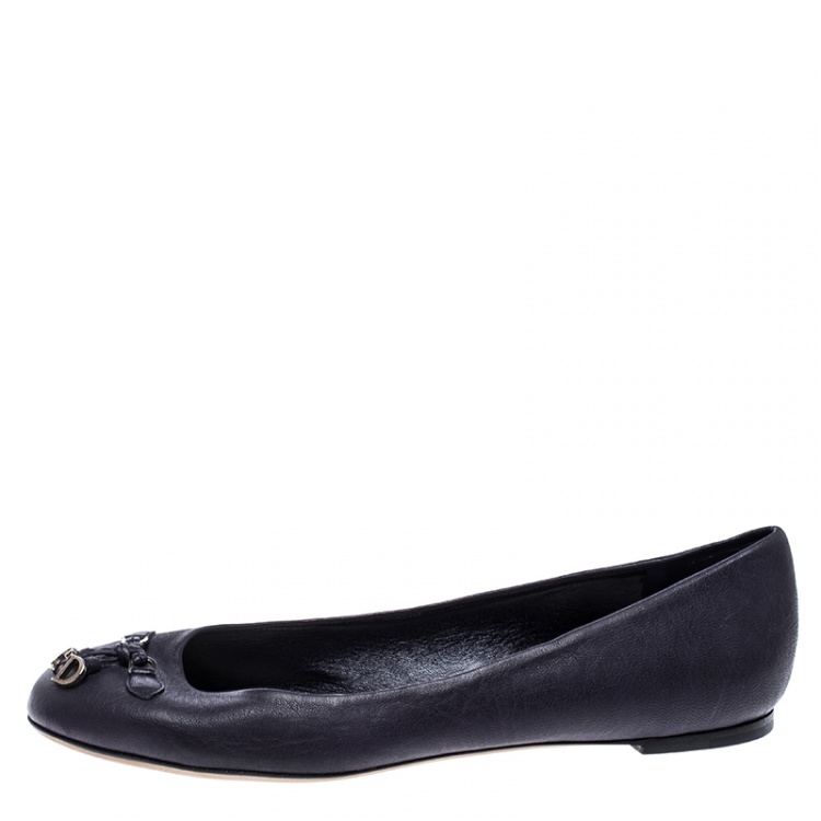 Pre Owned Dior Blue Leather Ballet Flats Size 39