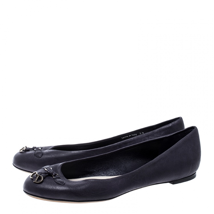 Pre Owned Dior Blue Leather Ballet Flats Size 39
