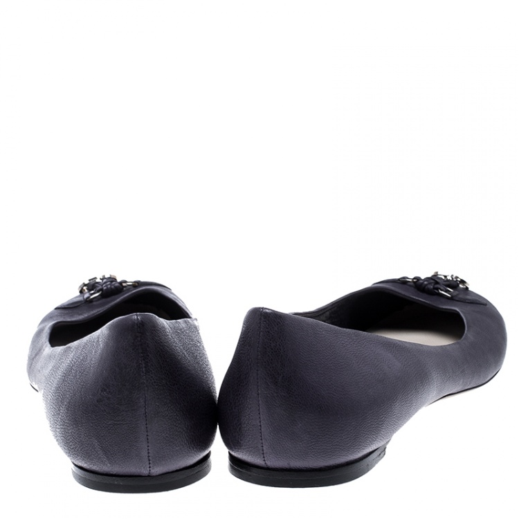 Pre Owned Dior Blue Leather Ballet Flats Size 39