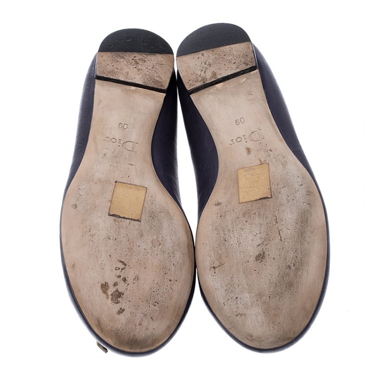 Pre Owned Dior Blue Leather Ballet Flats Size 39