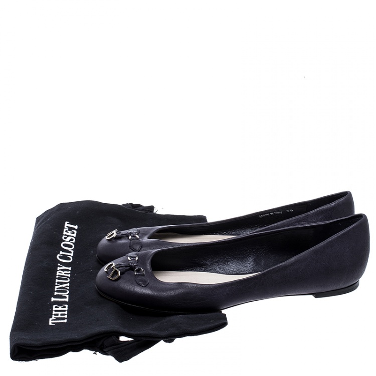 Pre Owned Dior Blue Leather Ballet Flats Size 39