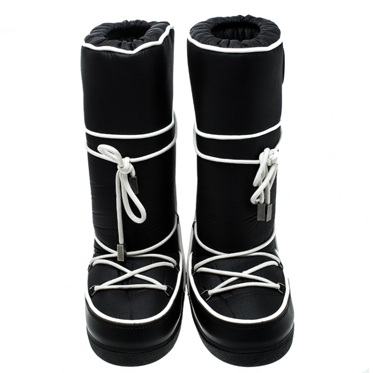 Pre Owned Dior Black Fabric Moon Boot Platform Snow Boots Size 37
