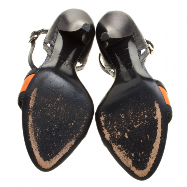 Pre Owned Dior Black Leather Diorissimo Open Toe D'orsay Sandals Size 37