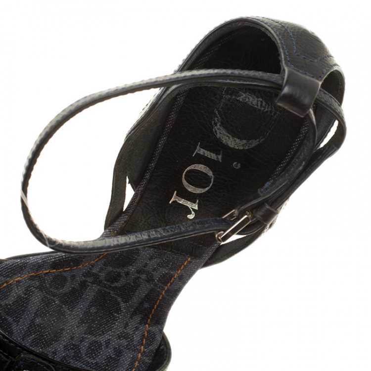 Pre Owned Dior Black Leather Diorissimo Open Toe D'orsay Sandals Size 37
