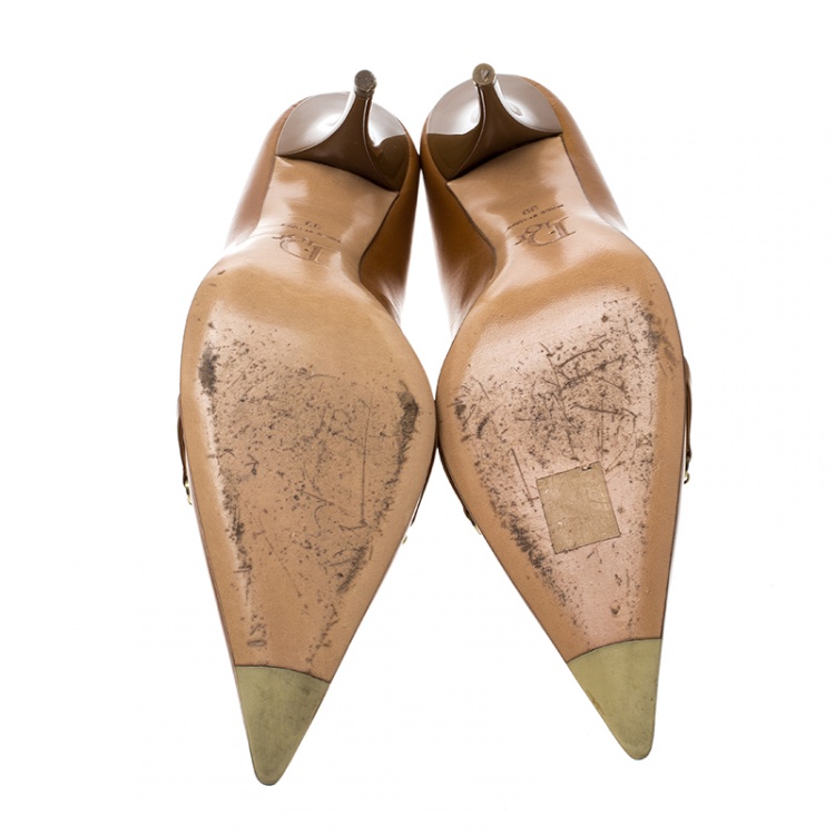 Pre Owned Dior Brown Leather Pointed Toe Pumps Size 39