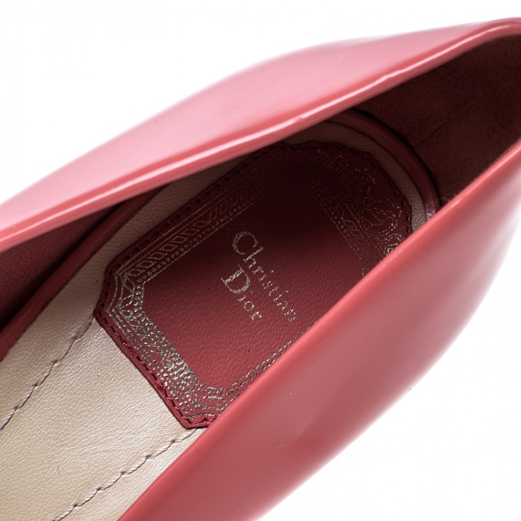 Pre Owned Dior Pink Leather Buckle Detail Block Heel Pumps Size 36.5