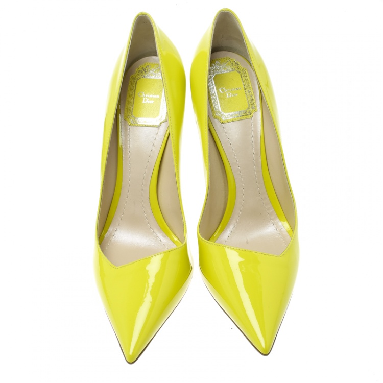 Pre Owned Dior Lime Green Leather Songe Pointed Toe Pumps Size 39