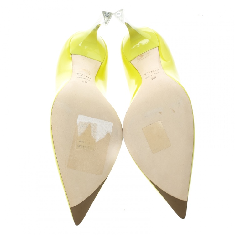 Pre Owned Dior Lime Green Leather Songe Pointed Toe Pumps Size 39