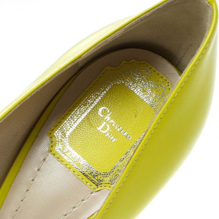 Pre Owned Dior Lime Green Leather Songe Pointed Toe Pumps Size 39