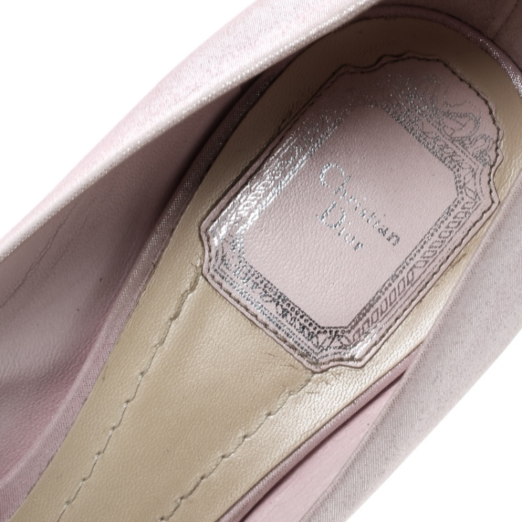 Pre Owned Dior Blush Pink Shimmering Suede Pointed Toe Pumps Size 38.5
