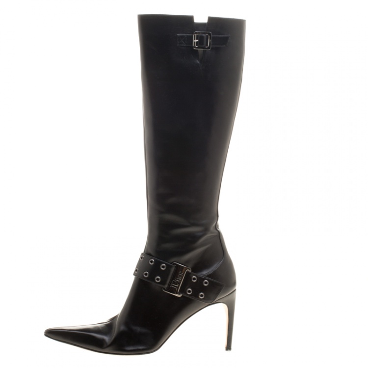 Dior, Shoes, Christian Dior Vintage Leather Black Heeled Boots