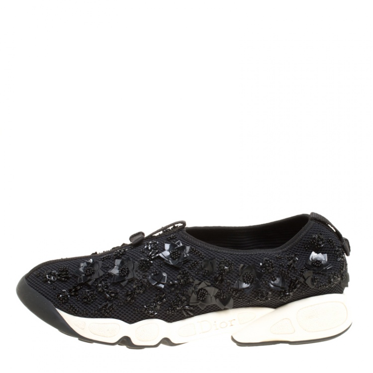 Pre Owned Dior Black Mesh Fusion Embellished Sneakers Size 40.5