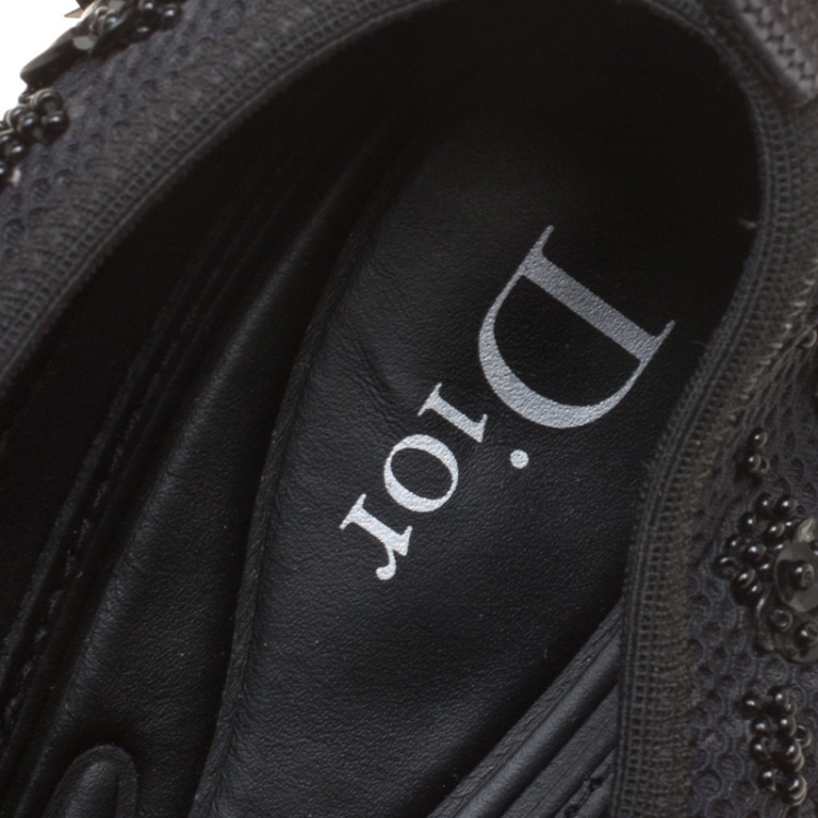 Pre Owned Dior Black Mesh Fusion Embellished Sneakers Size 40.5