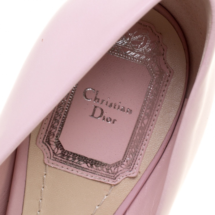 Pre Owned Dior Blush Pink Leather Floral Print Pumps Size 37