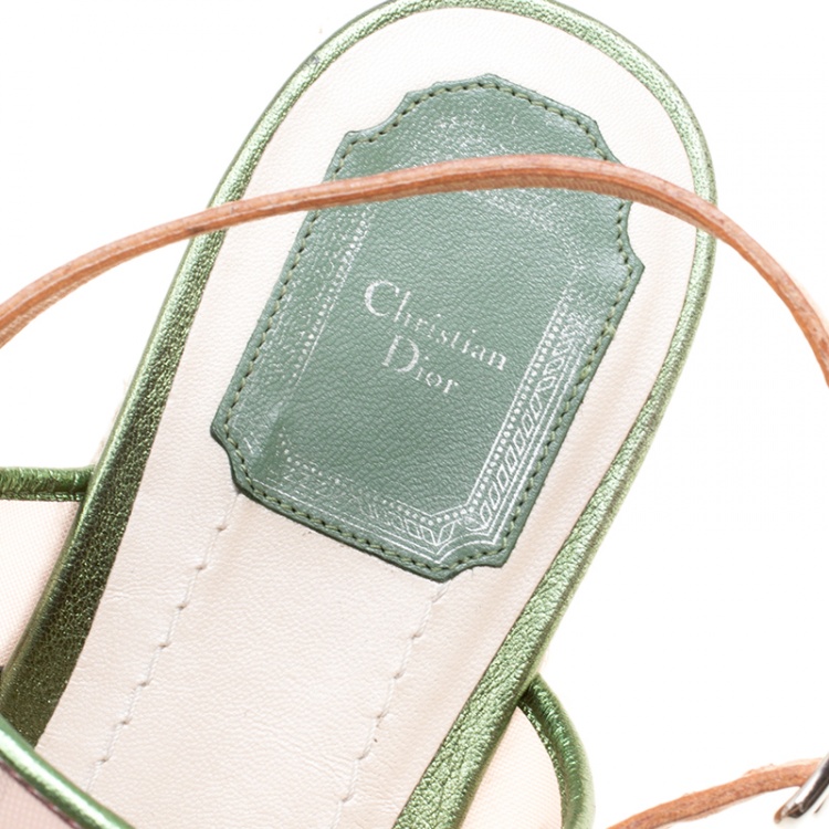 Pre Owned Dior Multicolor Leather and PVC Joy Espadrilles Platform Sandals Size 38