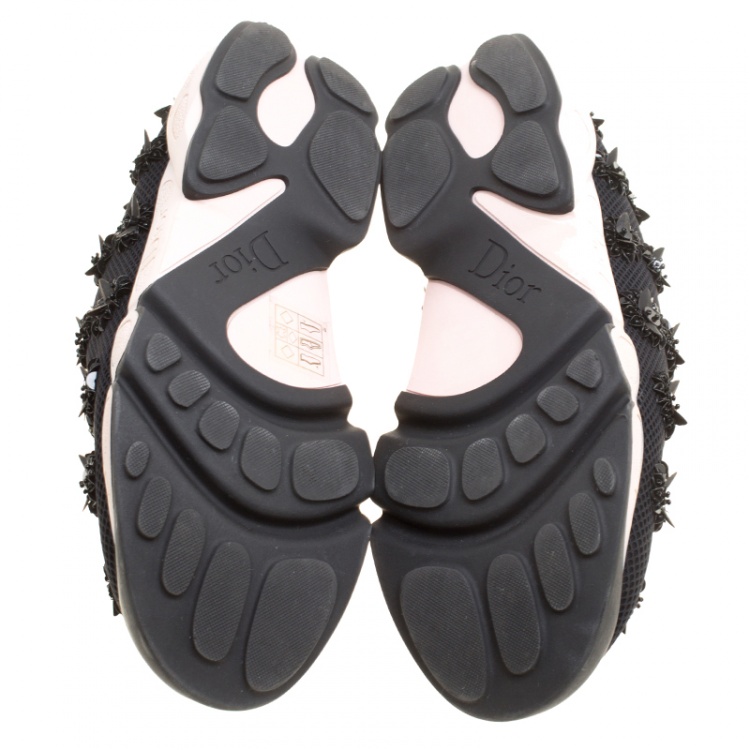 Pre Owned Dior Black Mesh Fusion Embellished Sneakers Size 38