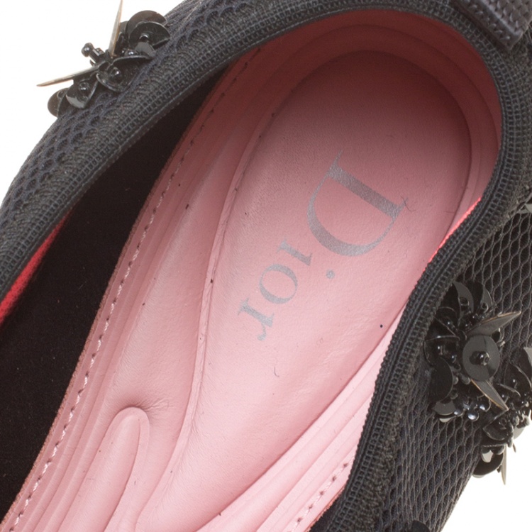 Pre Owned Dior Black Mesh Fusion Embellished Sneakers Size 38