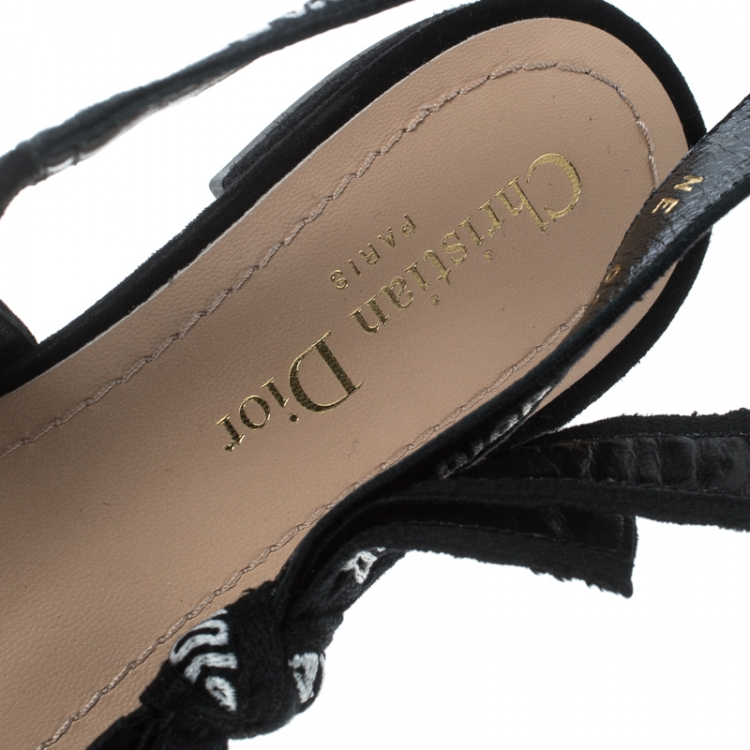 Pre Owned Dior Black Mesh J'adior Resille Pointed Toe Slingback Flats Size 39