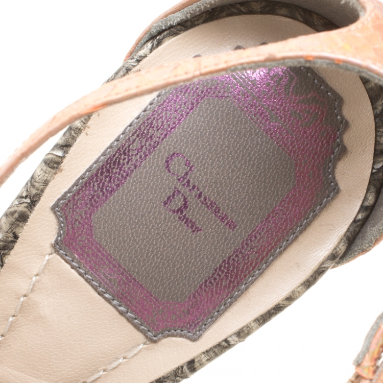 Pre Owned Dior Multicolor Python Leather Open Toe Ankle Strap Sandals Size 38