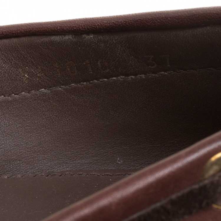 Pre Owned Dior Brown Snake Embossed Suede and Leather CD Boatstitched Loafers Size 37