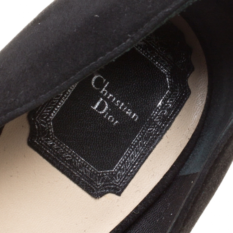 Pre Owned Dior Black Suede Embroidered Pointed Toe Pumps Size 41