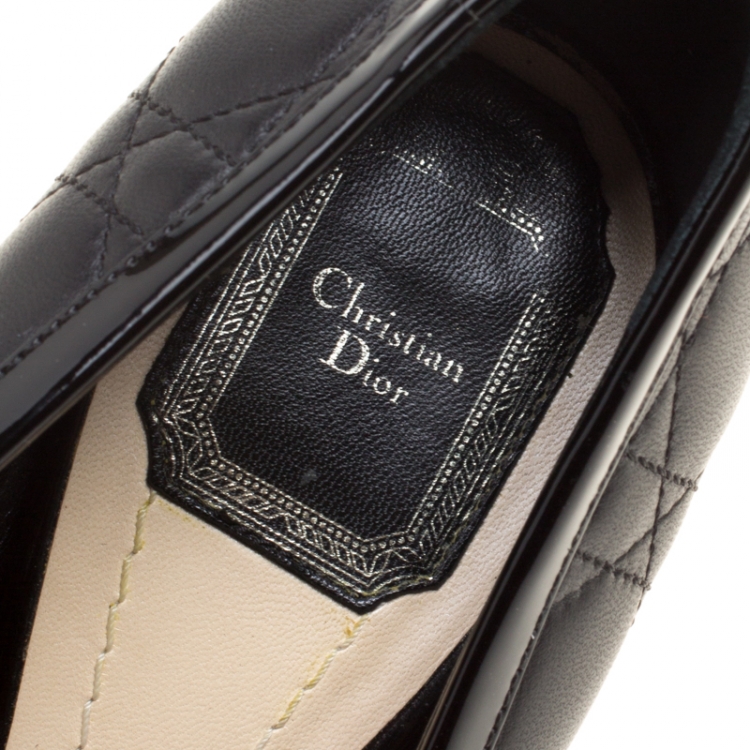 Pre Owned Dior Black Quilted Cannage Leather Platform Pumps Size 39.5