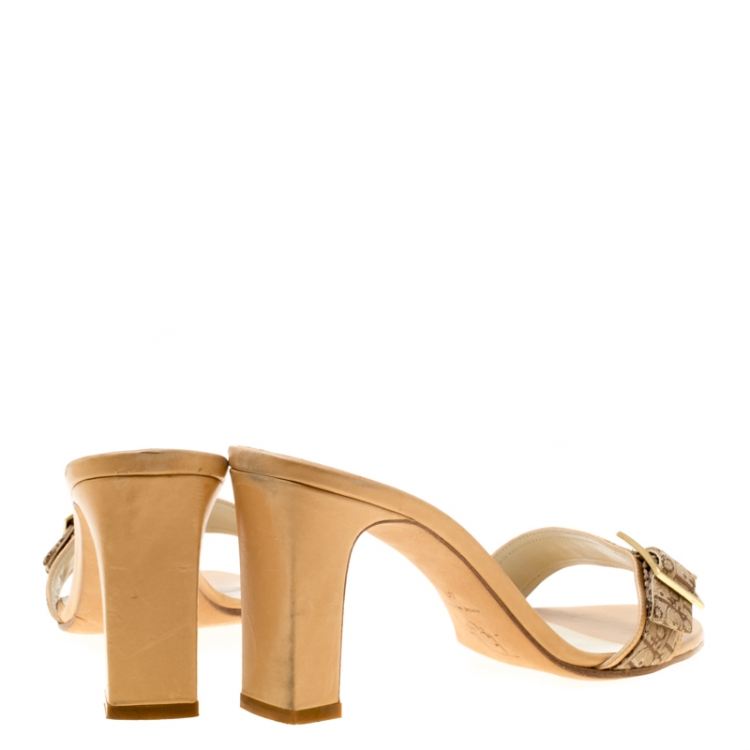 Pre Owned Dior Brown Monogram Canvas Buckle Detail Slides Sandals Size 41