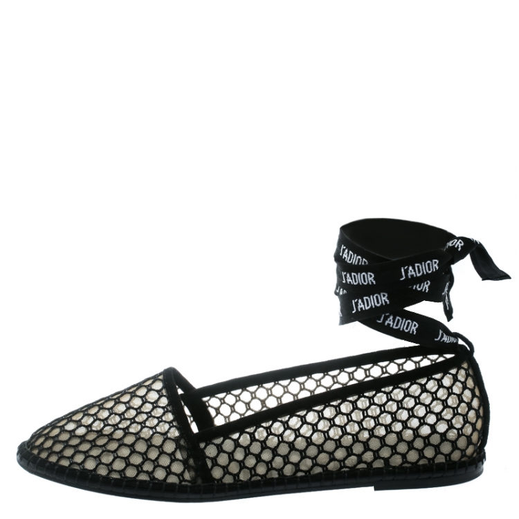 مملوكة مسبقًا Dior Black Mesh And Suede Nicely D Espadrilles Size 41 