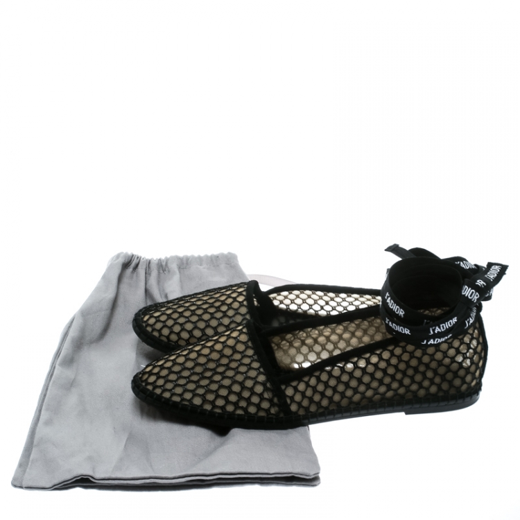 مملوكة مسبقًا Dior Black Mesh And Suede Nicely D Espadrilles Size 41 