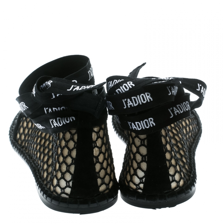مملوكة مسبقًا Dior Black Mesh And Suede Nicely D Espadrilles Size 41 
