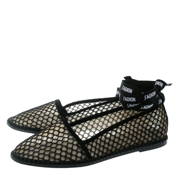 مملوكة مسبقًا Dior Black Mesh And Suede Nicely D Espadrilles Size 41 