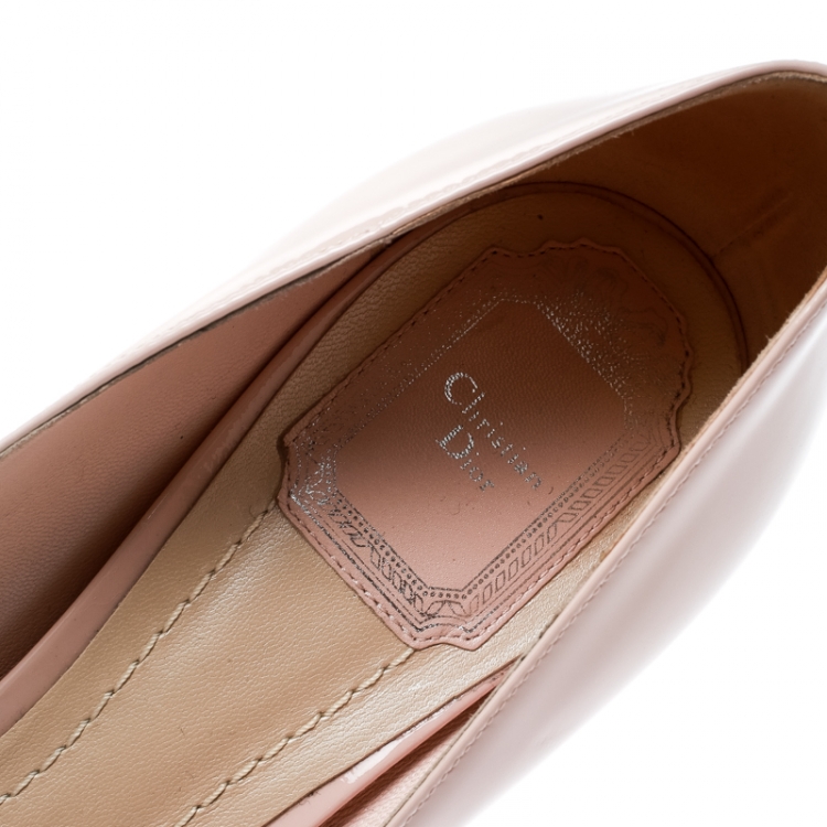 Pre Owned Dior Blush Pink Patent Leather and Suede Block Heel Pumps Size 38.5 
