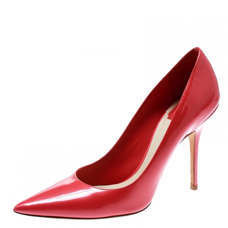 Pre Owned Dior Pink Patent Leather Pointed Toe Pumps Size 39.5
