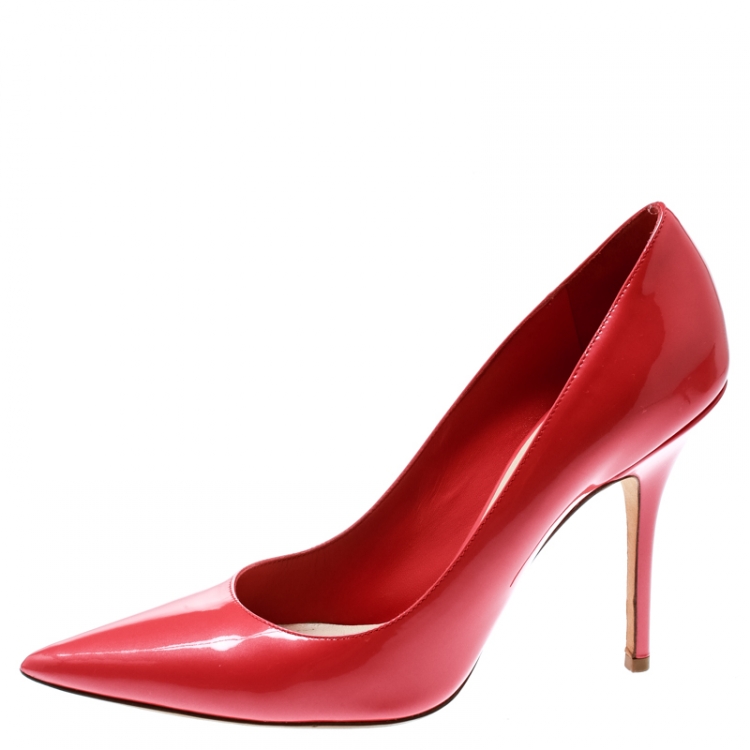 Pre Owned Dior Pink Patent Leather Pointed Toe Pumps Size 39.5
