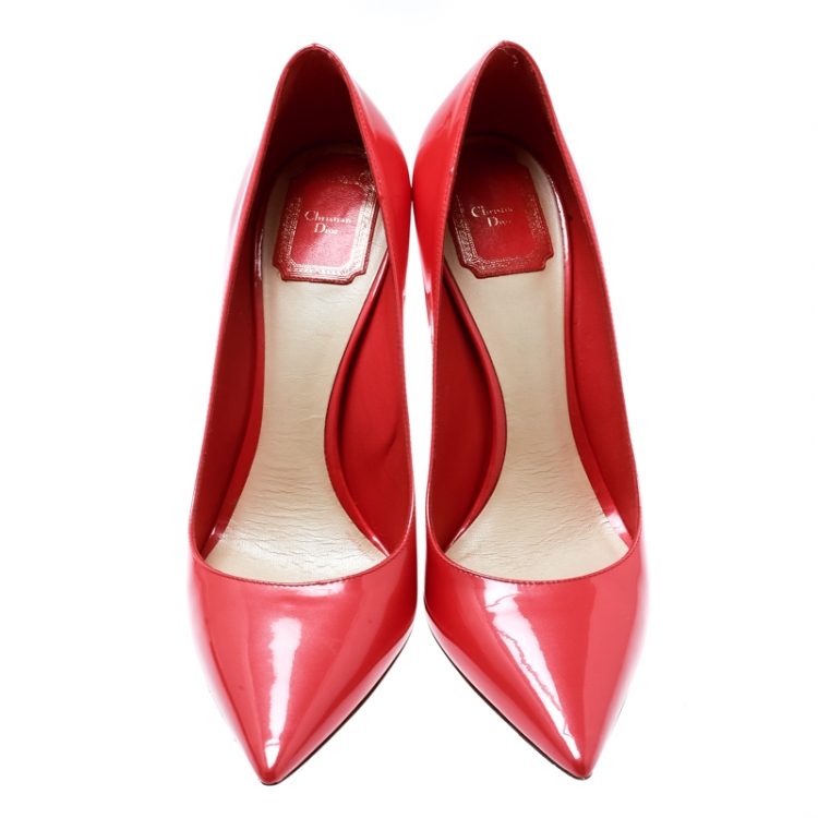 Pre Owned Dior Pink Patent Leather Pointed Toe Pumps Size 39.5