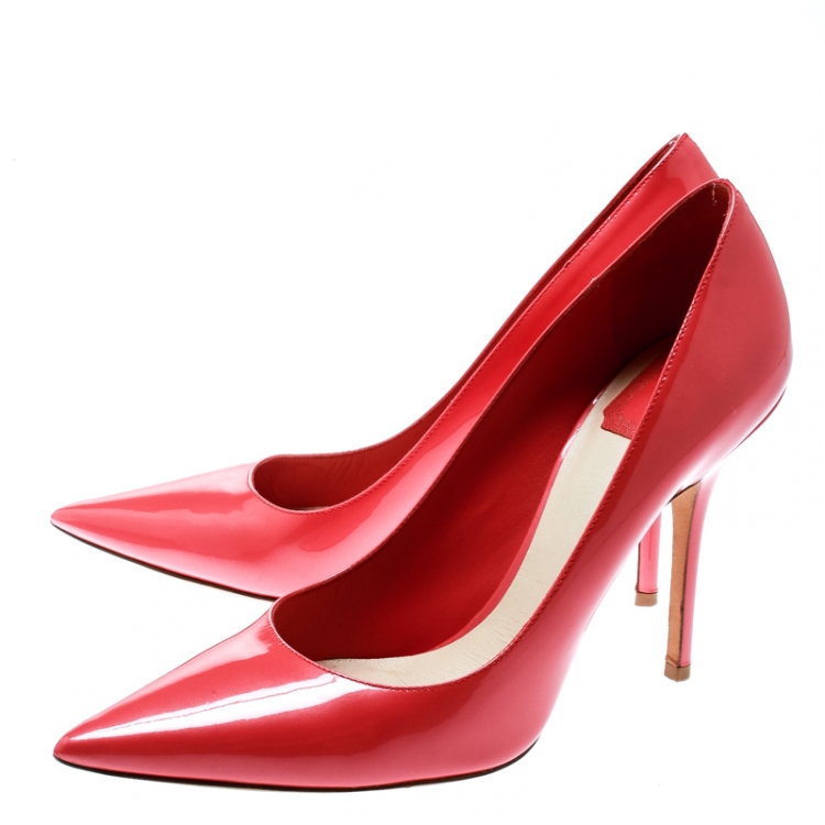Pre Owned Dior Pink Patent Leather Pointed Toe Pumps Size 39.5