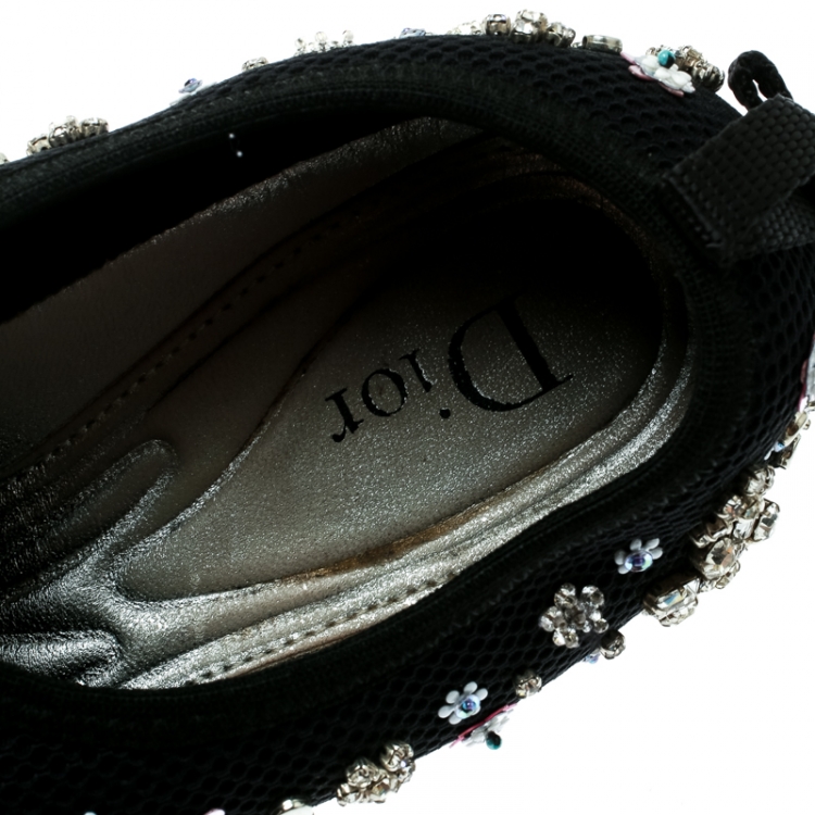 Pre Owned Dior Black Mesh Fusion Embellished Sneakers Size 35