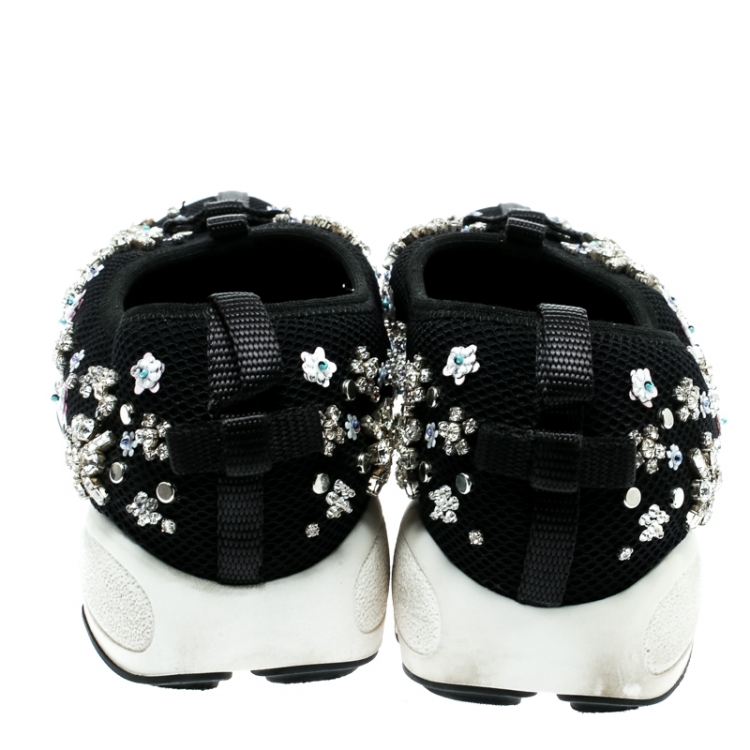 Pre Owned Dior Black Mesh Fusion Embellished Sneakers Size 35