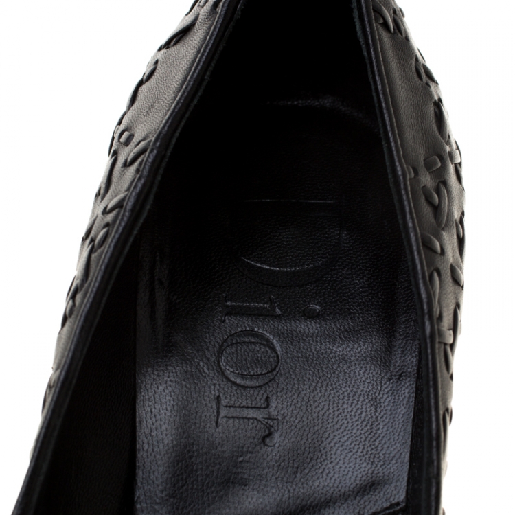 Pre Owned Dior Black Cannage Stitch Leather Bow Pointed Toe Pumps Size 39