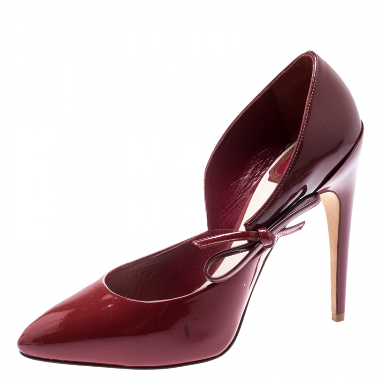Pre Owned Dior Two Tone Patent Leather Pointed Toe Pumps Size 38
